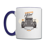 Hot Rod - Vintage Iron - Front View - Contrast Coffee Mug - white/cobalt blue