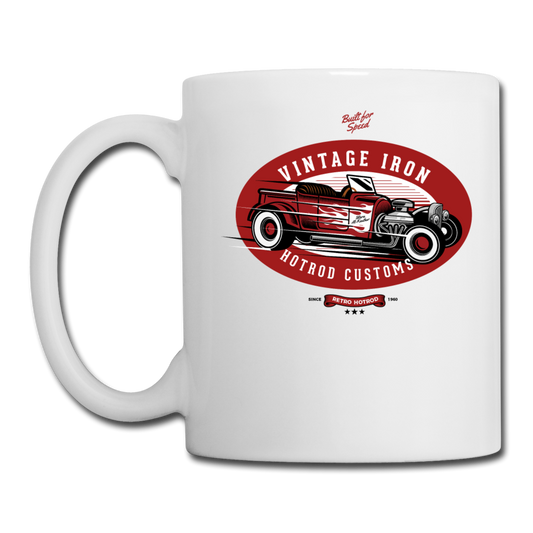 Hot Rod - Vintage Iron - Red - Coffee/Tea Mug - white