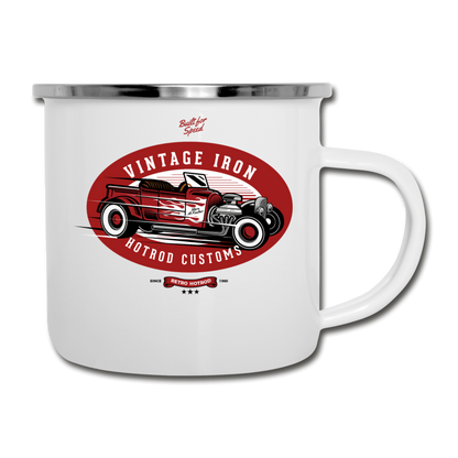 Hot Rod - Vintage Iron - Red - Camper Mug - white