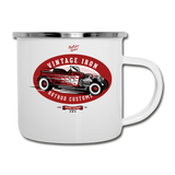 Hot Rod - Vintage Iron - Red - Camper Mug - white