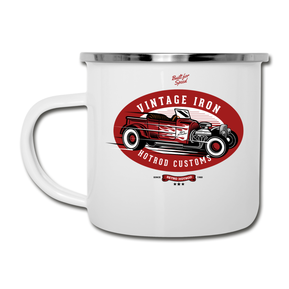 Hot Rod - Vintage Iron - Red - Camper Mug - white