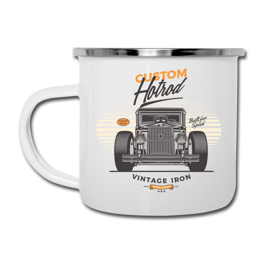 Hot Rod - Vintage Iron - Front View - Camper Mug - white