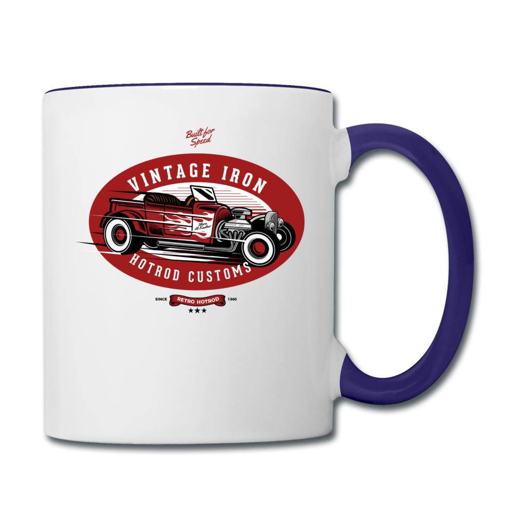 Hot Rod - Vintage Iron - Red - Contrast Coffee Mug - white/cobalt blue