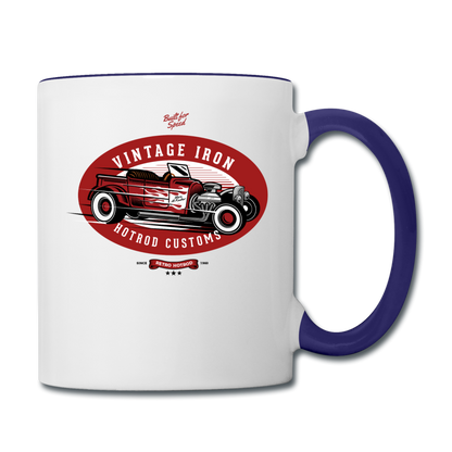 Hot Rod - Vintage Iron - Red - Contrast Coffee Mug - white/cobalt blue