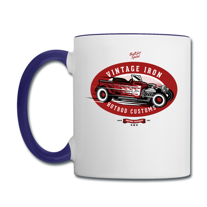 Hot Rod - Vintage Iron - Red - Contrast Coffee Mug - white/cobalt blue