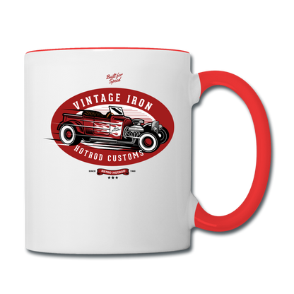 Hot Rod - Vintage Iron - Red - Contrast Coffee Mug - white/red