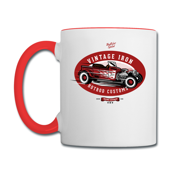 Hot Rod - Vintage Iron - Red - Contrast Coffee Mug - white/red