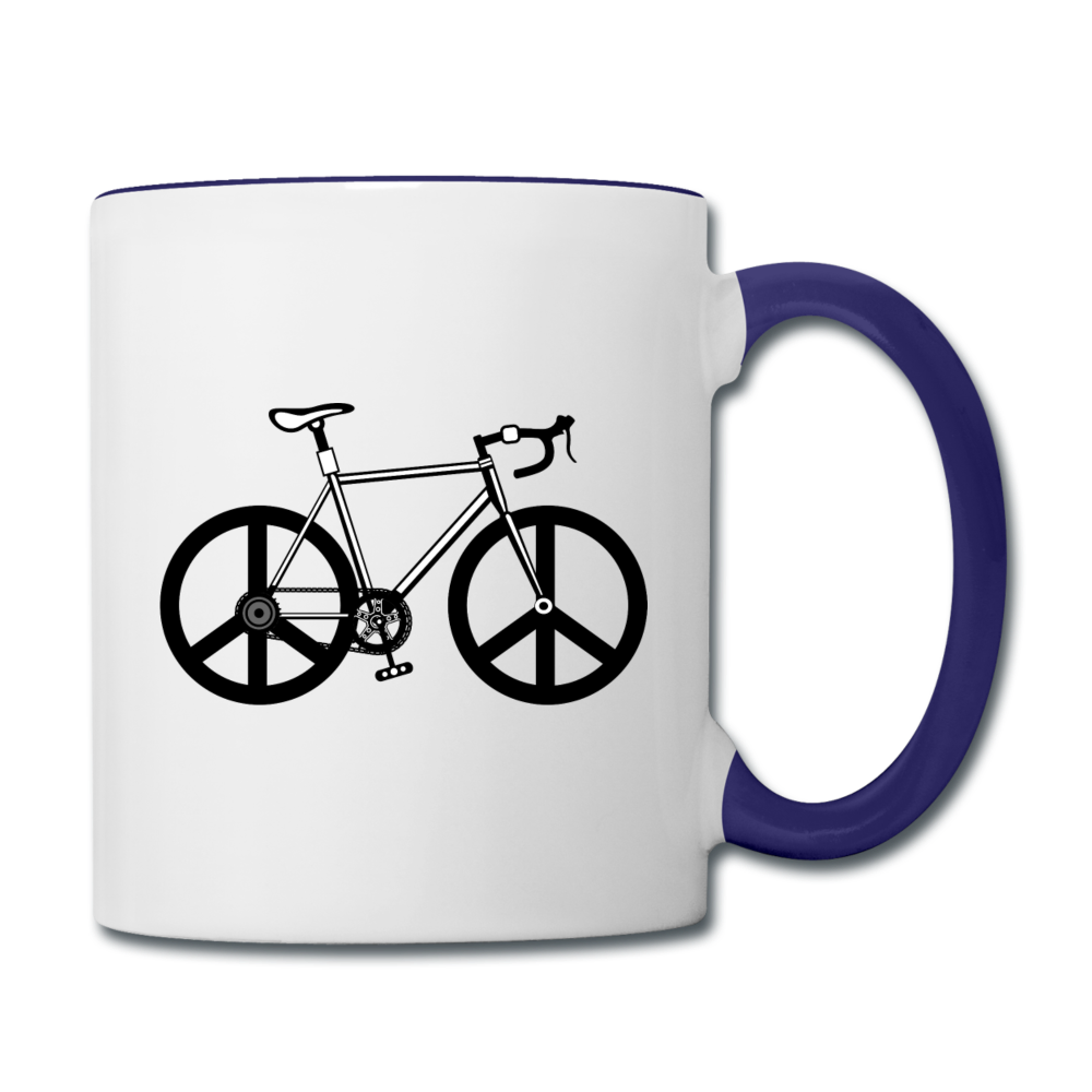 Bike - Peace - Contrast Coffee Mug - white/cobalt blue