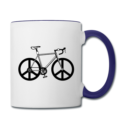 Bike - Peace - Contrast Coffee Mug - white/cobalt blue