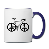 Bike - Peace - Contrast Coffee Mug - white/cobalt blue