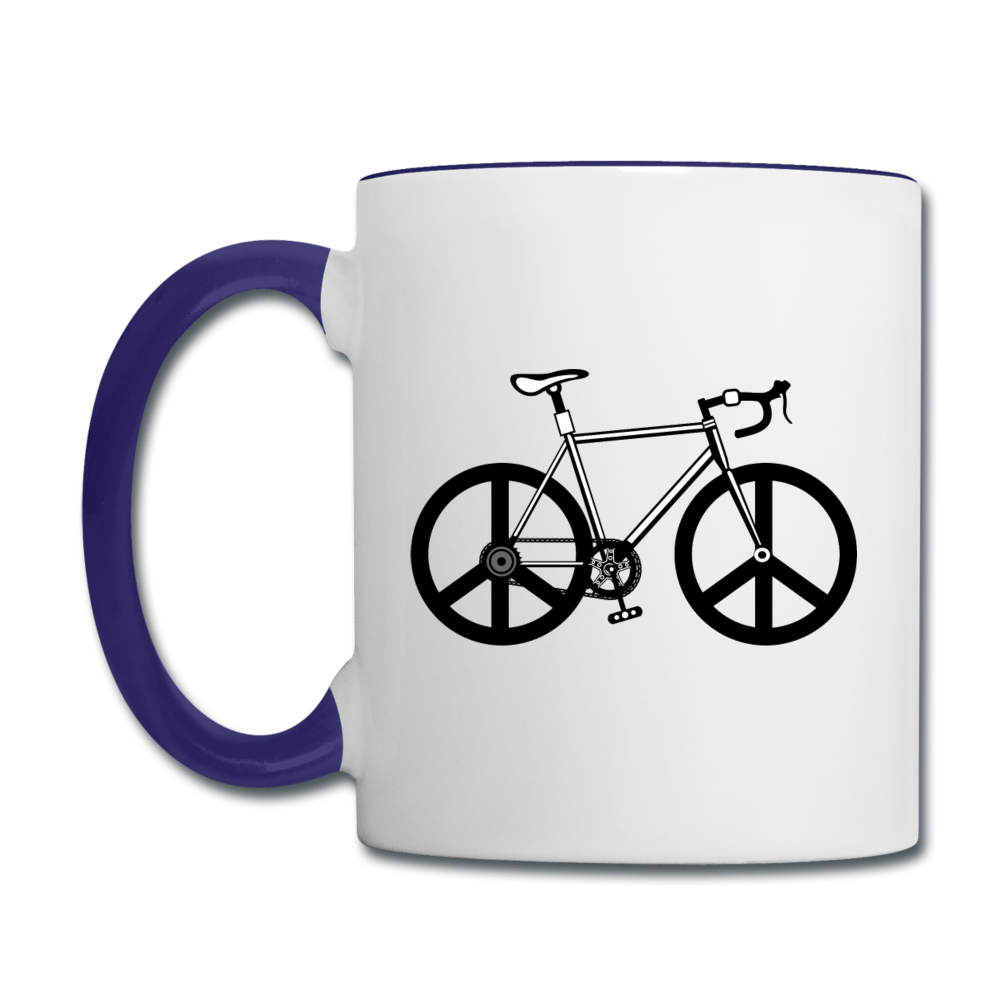 Bike - Peace - Contrast Coffee Mug - white/cobalt blue