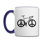 Bike - Peace - Contrast Coffee Mug - white/cobalt blue