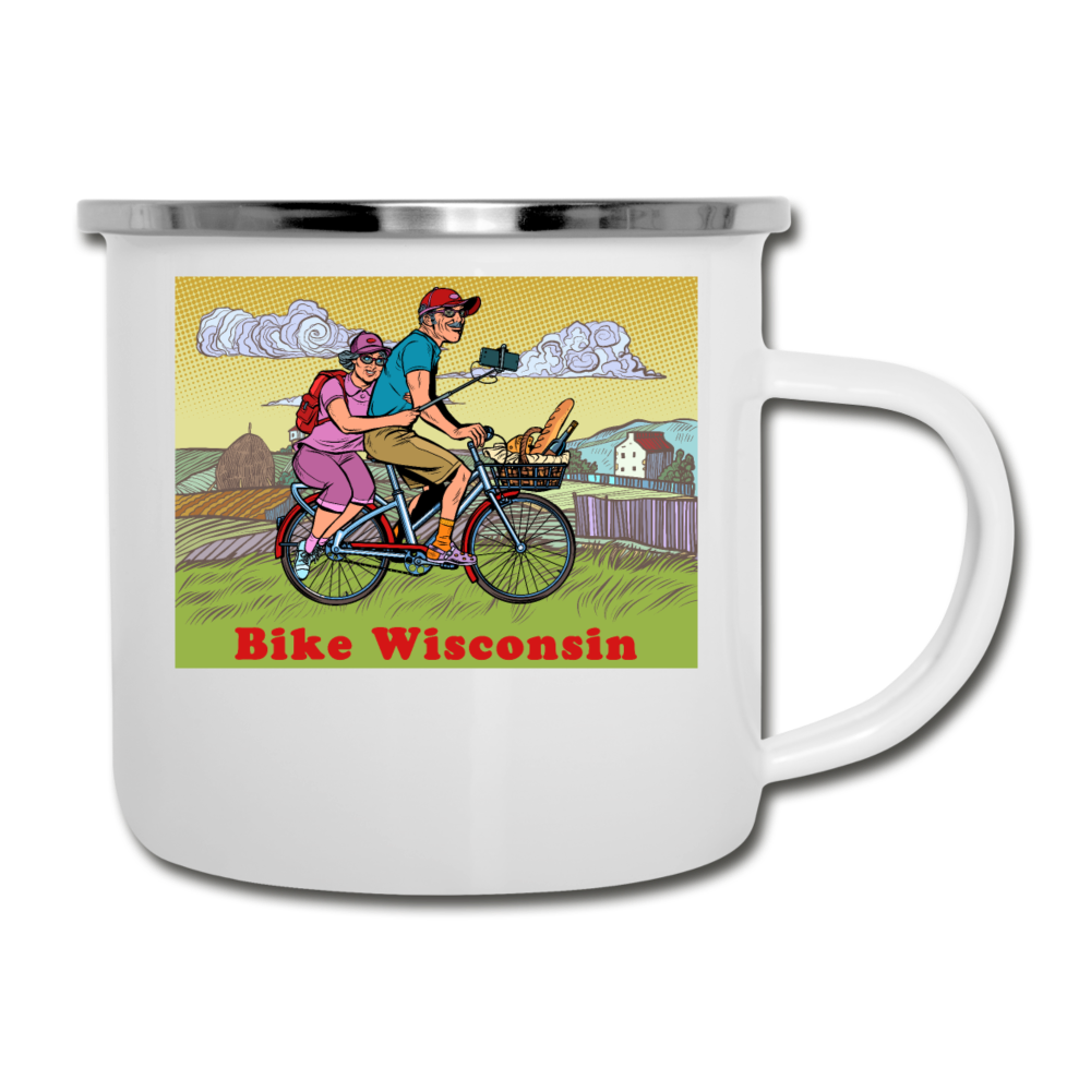 Bike Wisconsin - Couple - Camper Mug - white