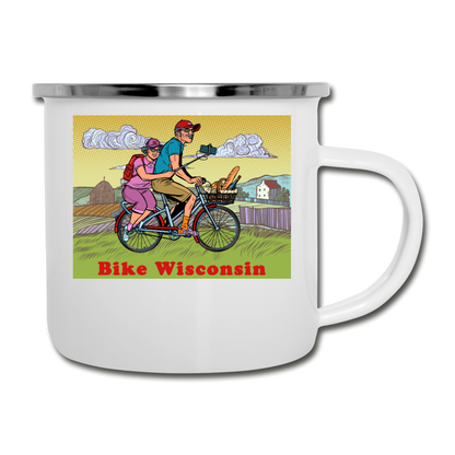 Bike Wisconsin - Couple - Camper Mug - white