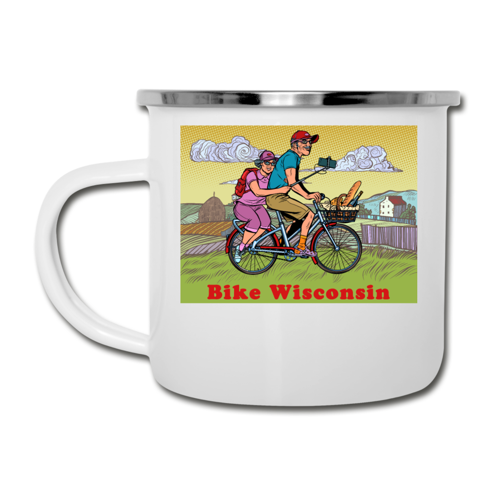 Bike Wisconsin - Couple - Camper Mug - white