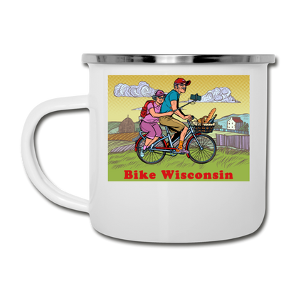 Bike Wisconsin - Couple - Camper Mug - white