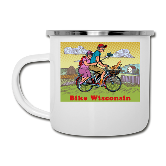 Bike Wisconsin - Couple - Camper Mug - white