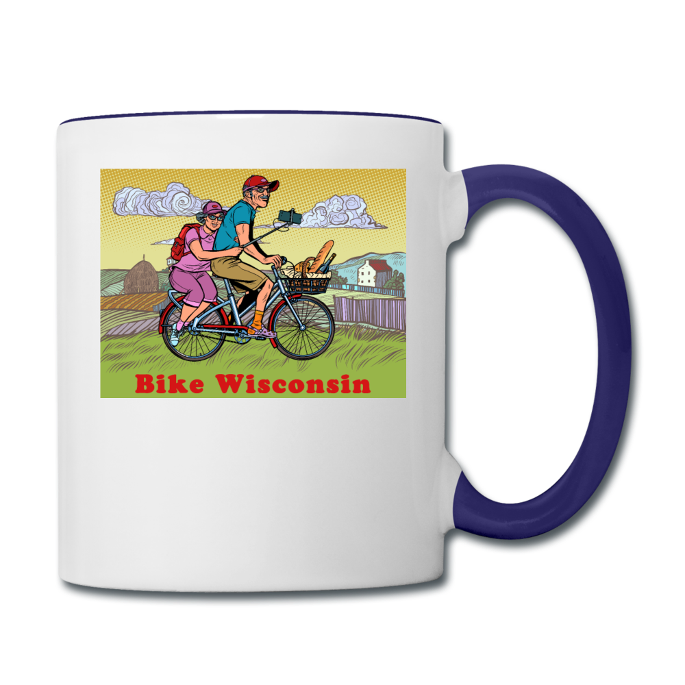 Bike Wisconsin - Couple - Contrast Coffee Mug - white/cobalt blue