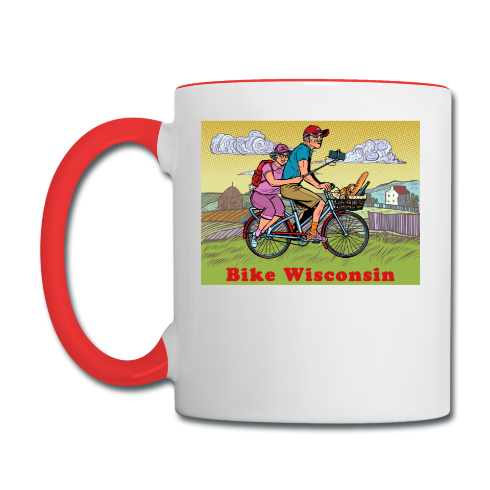 Bike Wisconsin - Couple - Contrast Coffee Mug - white/red