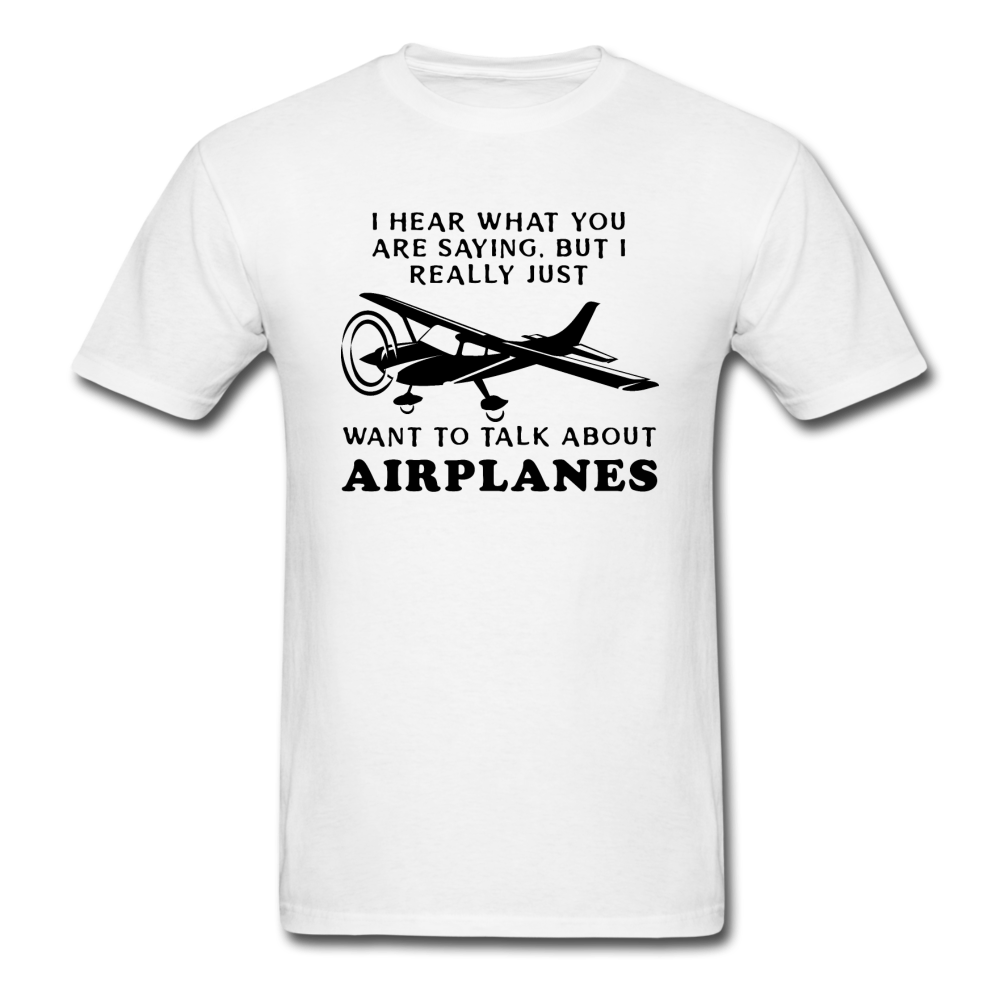 Talk About Airplanes - Black - Unisex Classic T-Shirt - white