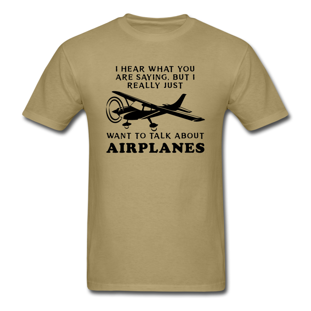 Talk About Airplanes - Black - Unisex Classic T-Shirt - khaki