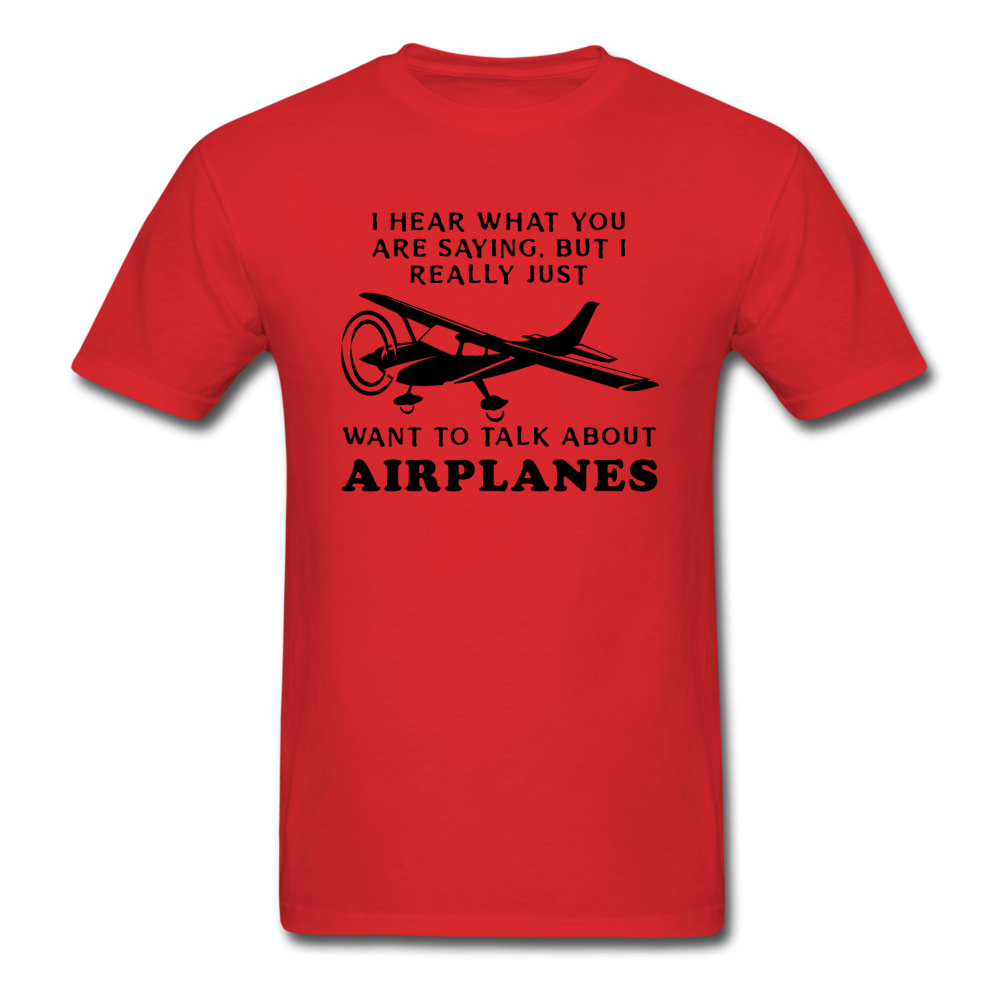 Talk About Airplanes - Black - Unisex Classic T-Shirt - red