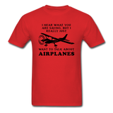 Talk About Airplanes - Black - Unisex Classic T-Shirt - red