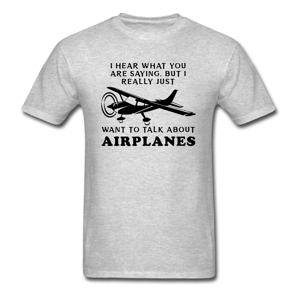 Talk About Airplanes - Black - Unisex Classic T-Shirt - heather gray