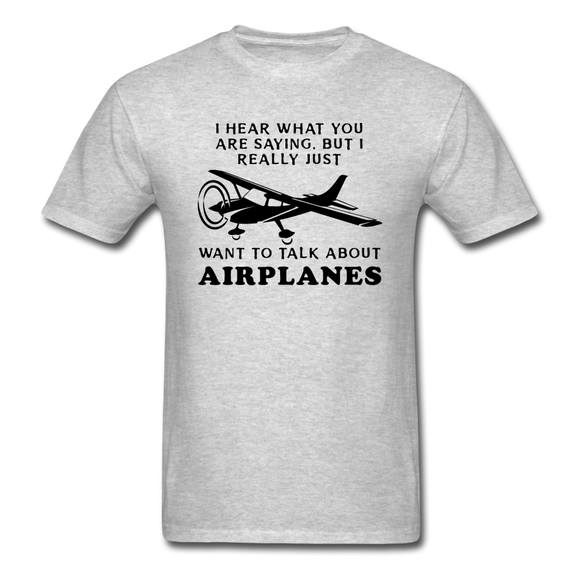 Talk About Airplanes - Black - Unisex Classic T-Shirt - heather gray