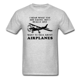 Talk About Airplanes - Black - Unisex Classic T-Shirt - heather gray