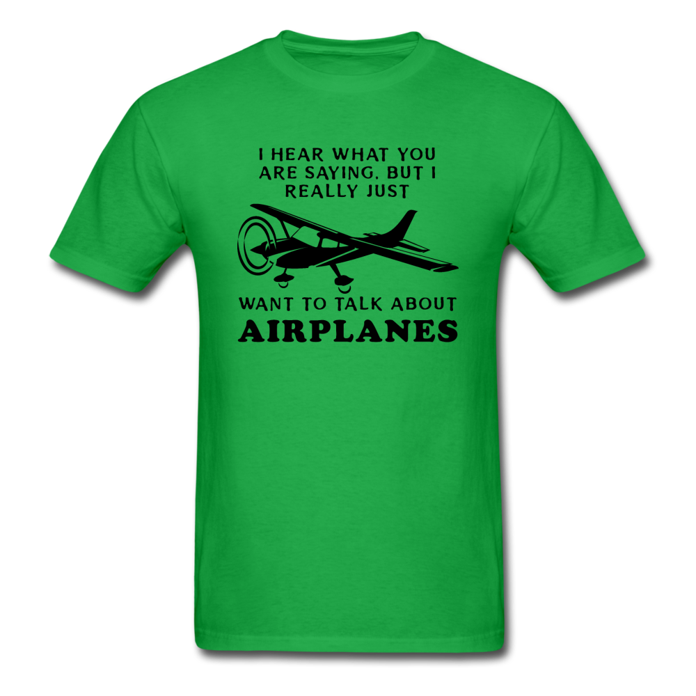 Talk About Airplanes - Black - Unisex Classic T-Shirt - bright green