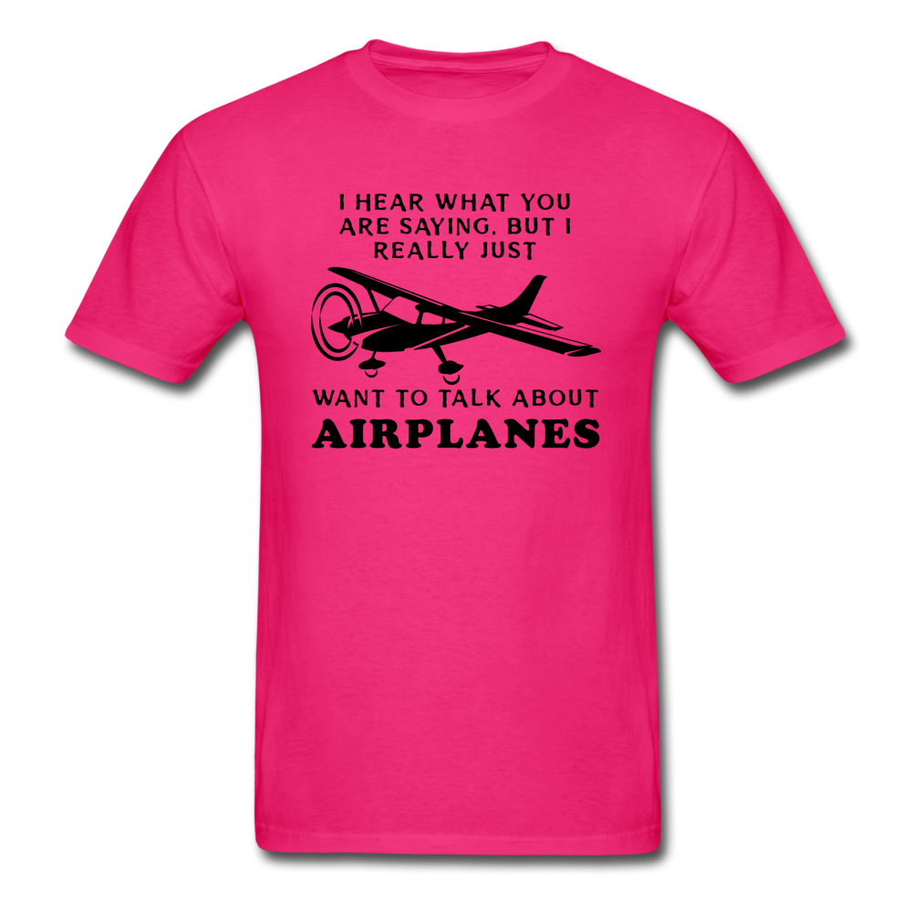 Talk About Airplanes - Black - Unisex Classic T-Shirt - fuchsia