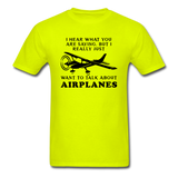 Talk About Airplanes - Black - Unisex Classic T-Shirt - safety green