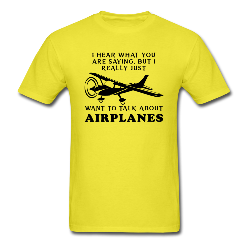 Talk About Airplanes - Black - Unisex Classic T-Shirt - yellow