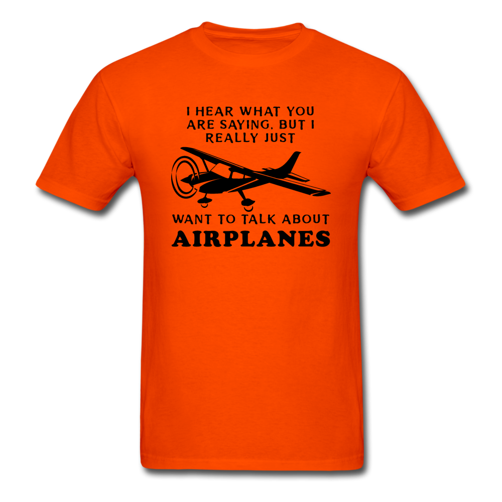 Talk About Airplanes - Black - Unisex Classic T-Shirt - orange