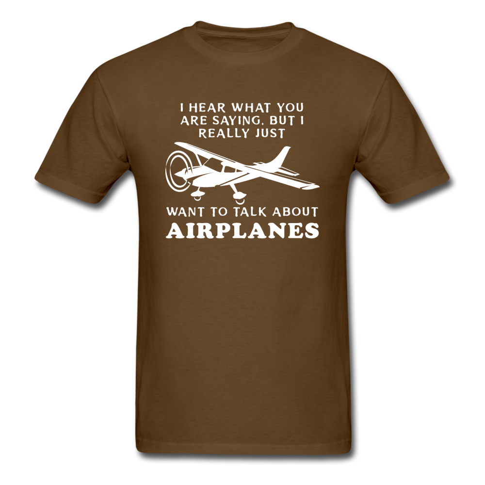 Talk About Airplanes - White - Unisex Classic T-Shirt - brown