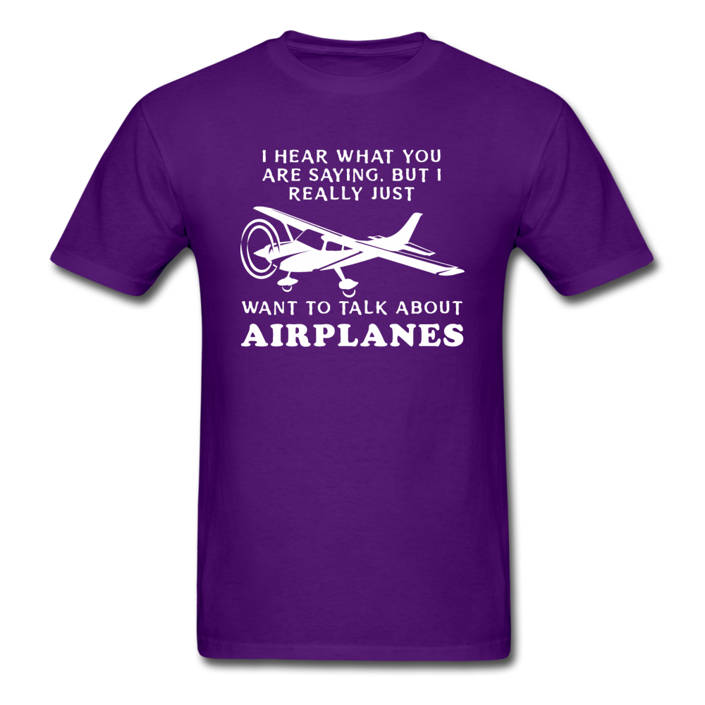 Talk About Airplanes - White - Unisex Classic T-Shirt - purple