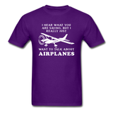 Talk About Airplanes - White - Unisex Classic T-Shirt - purple