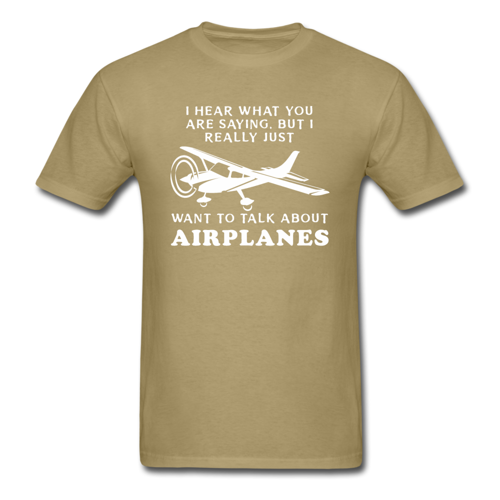 Talk About Airplanes - White - Unisex Classic T-Shirt - khaki