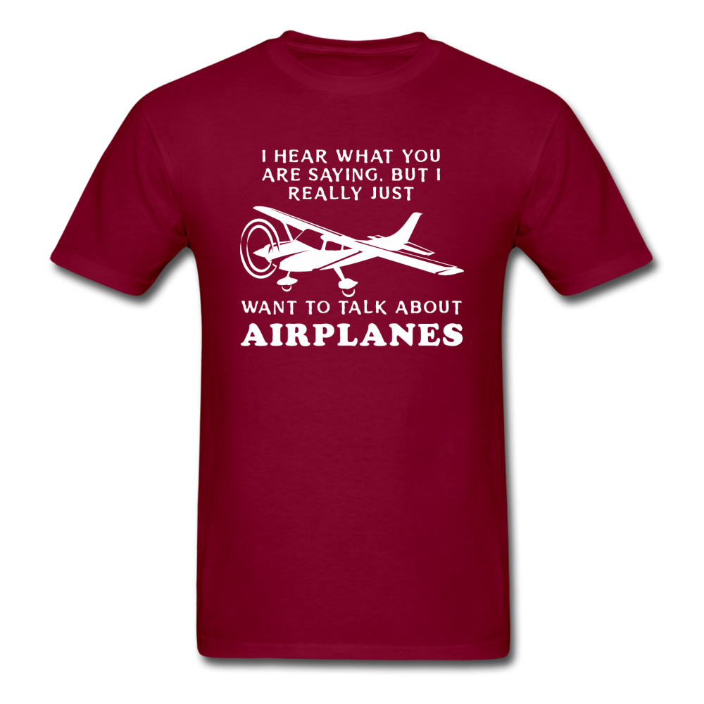 Talk About Airplanes - White - Unisex Classic T-Shirt - burgundy