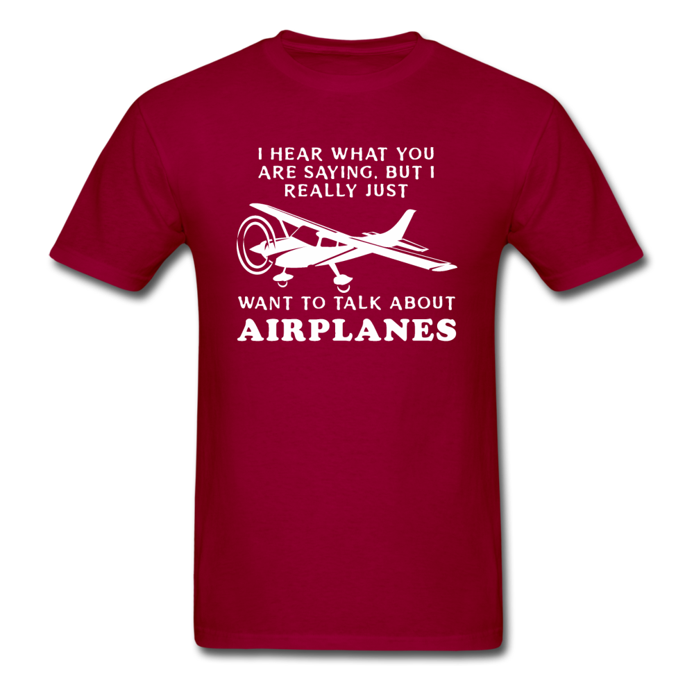 Talk About Airplanes - White - Unisex Classic T-Shirt - dark red