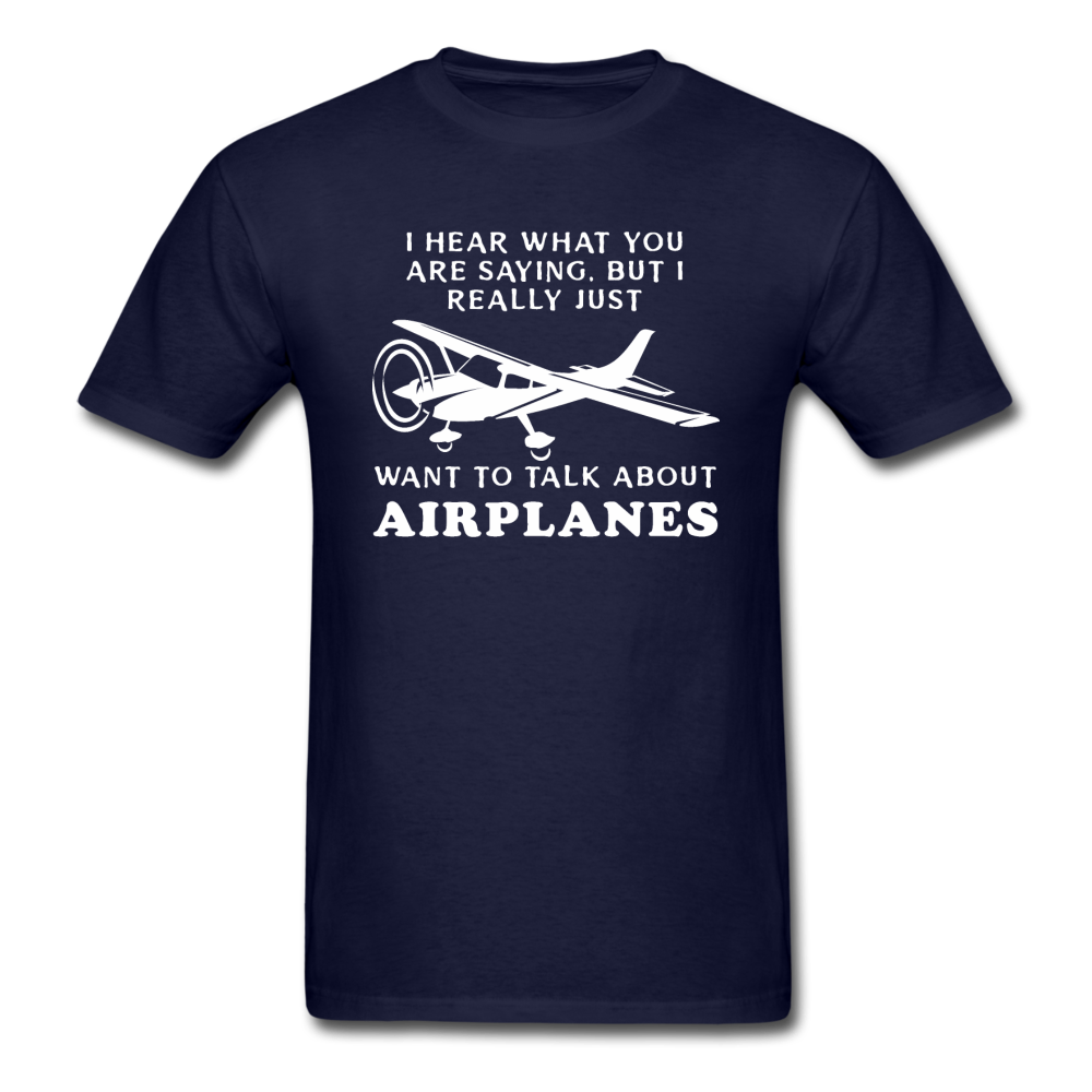 Talk About Airplanes - White - Unisex Classic T-Shirt - navy