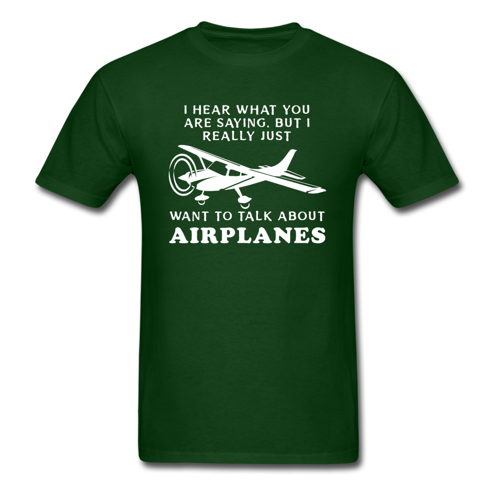 Talk About Airplanes - White - Unisex Classic T-Shirt - forest green