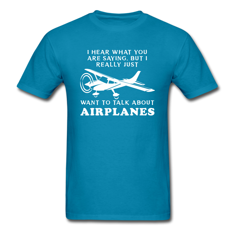 Talk About Airplanes - White - Unisex Classic T-Shirt - turquoise