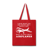 Talk About Airplanes - White - Tote Bag - red