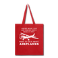 Talk About Airplanes - White - Tote Bag - red