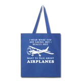 Talk About Airplanes - White - Tote Bag - royal blue