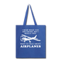 Talk About Airplanes - White - Tote Bag - royal blue