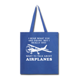 Talk About Airplanes - White - Tote Bag - royal blue