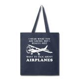 Talk About Airplanes - White - Tote Bag - navy